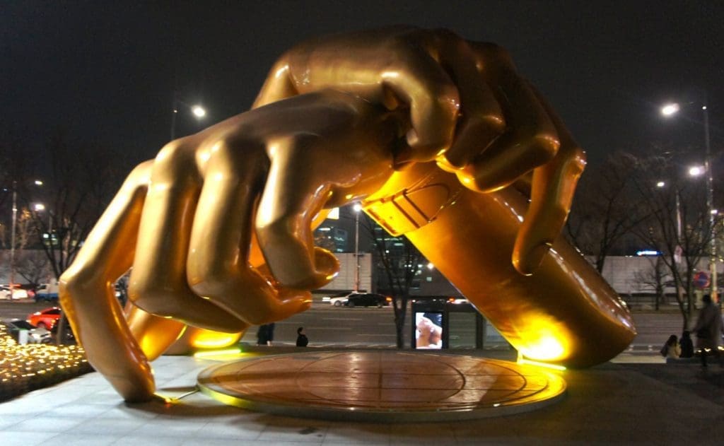 Starfield COEX Mall Guide: 12 Best Things to Do + Navigation Hacks 16 gangnam style hands outside of starfield coex mall