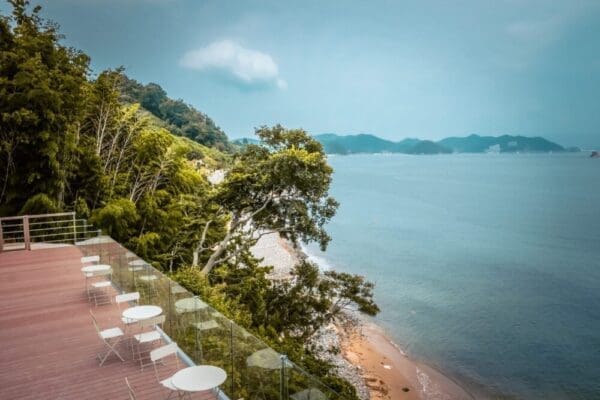Maemiseong (매미성) | How to Visit Geoje's Magical Castle 13 outdoor seating at simhae cafe in geoje