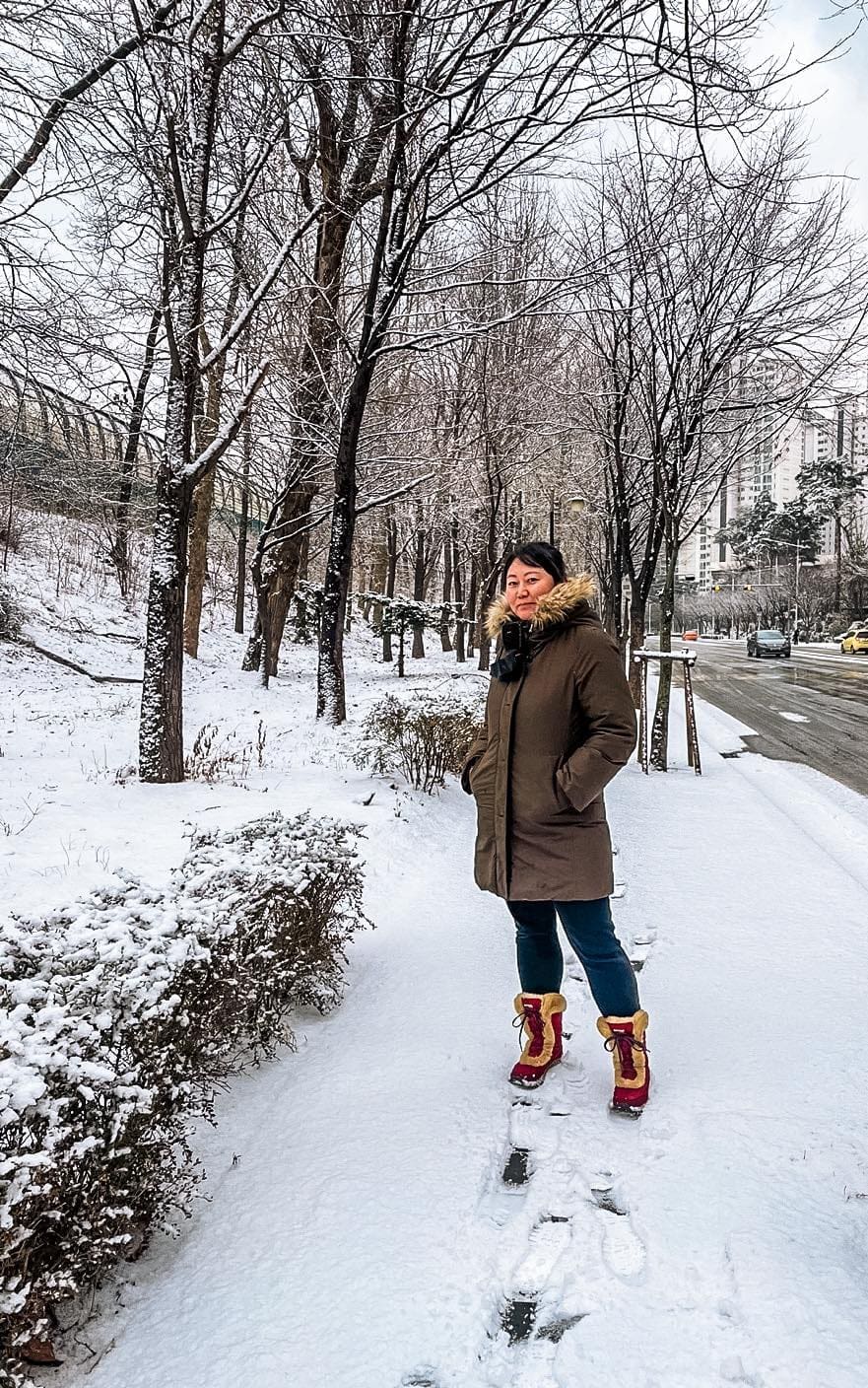 snow in seoul during winter in korea