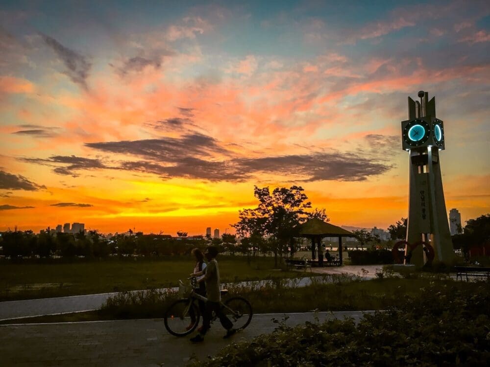 korea in may | sunset on the han river
