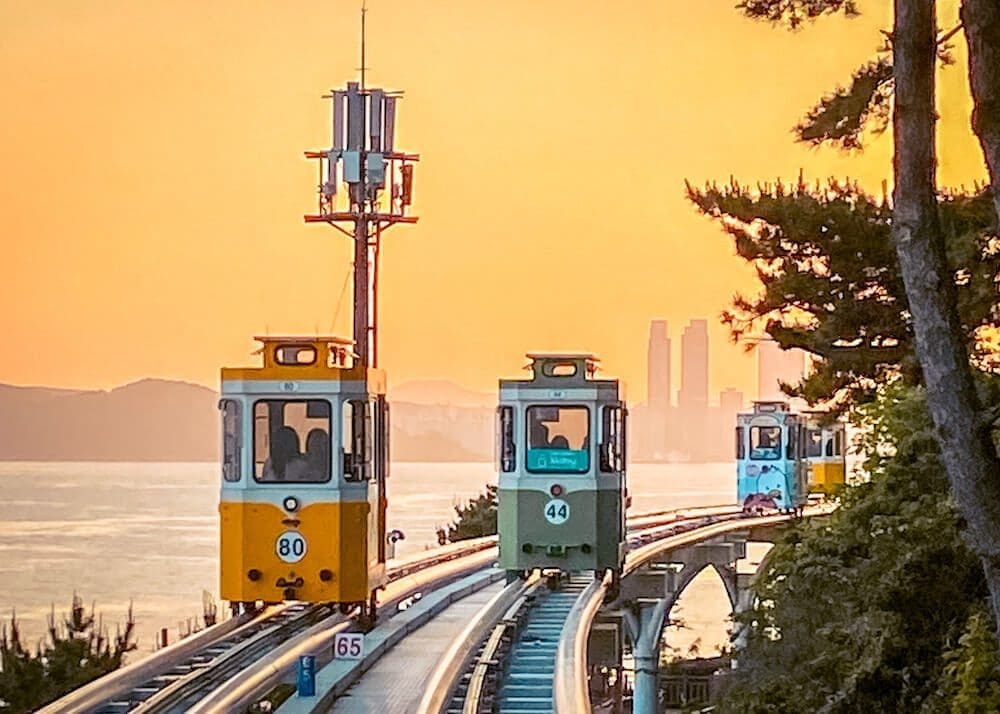 sky capsule busan at sunset