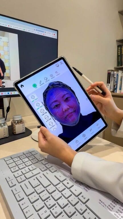 AI facial scan tool at Duna Clinic in Seoul